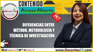 🔥DIFERENCIA ENTRE MÉTODO, METODOLOGÍA Y TÉCNICA DE INVESTIGACIÓN | DOCENTES 2.0