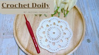 CrochetDoily/ถักแผ่นวงกลม/ถักที่รองแก้ว/ถักต่อดอก(EngSub)