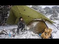 CAMPING In BLIZZARD - Snow and Ice STORM Tent Camping