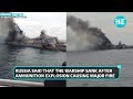 viral how russian warship sank in black sea new images show massive fire smoke