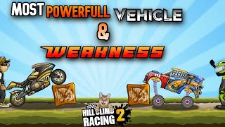 Most Powerfull vehicle and it's weakness | Hill Climb Racing 2