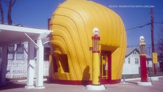 One of last remaining shell shaped Shell gas stations