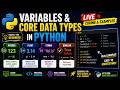 Variables & Core Data Types in Python | Live Coding & Examples (Urdu/Hindi) 🐍💻
