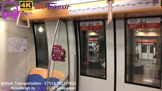 ⁴ᴷ⁶⁰ [Difficulty] SBS Transit, NEL Train Ride [Woodleigh → Serangoon] - Alstom C751A 7021/7022