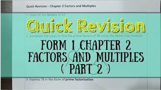 PT3 Mathematics Form 1 Chapter 2 Factors and Multiples ( Part 2)