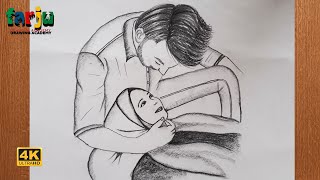 How to draw Romantic Couple with pencil sketch step by step | Romantic Muslim Couple Sketch