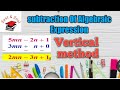 Subtraction Of Algebraic Expression|| vertical Method# Shorts