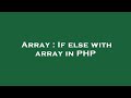 Array : If else with array in PHP
