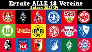 Kannst du alle Bundesliga-Teams erraten? Bundesliga Saison 2023/24 ⚽ Fußball quiz 2023