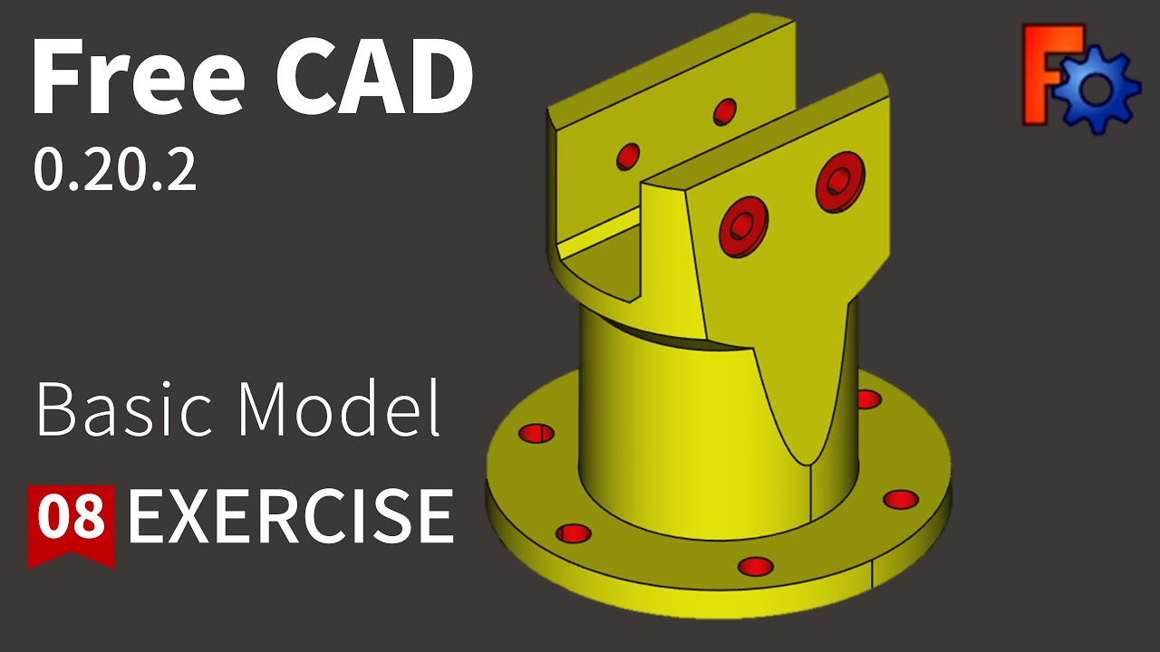 Freecad Tutorial For Beginners Basic Model Exercise 08 Youtube