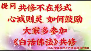 卢台长开示：共修不在形式，心诚则灵；如何鼓励大家多参加《白话佛法》共修荷兰・阿姆斯特丹世界佛友见面会提问190911