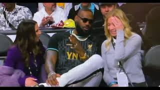 Lebron James with Jeanie Buss and friend