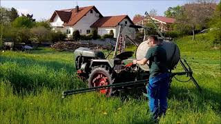 Vatter ´s erleben: mit dem Allgaier A111 und der Holder Aufbauspritze beim Roggenspritzen.