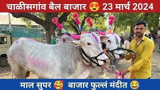 🛑Live चाळीसगांव बैल बाजार 🥰 23 मार्च 2024, माल सुपर 😍 पण बाजार मंदीत 😱 Chalisgaon bail bazar |