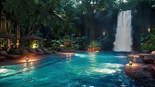 Relaxing Afternoon at the Resort with Private Waterfall | Natural Sounds Help Heal \u0026 Relieve Stress