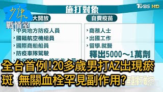 全台首例! 20多歲男打AZ出現瘀斑 無關血栓罕見副作用? 少康戰情室 20210409