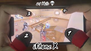 HANDCAM 📲 21 Kills Solo VS Squad on iPhone X | Free Fire