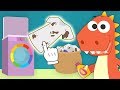 Learn with Eddie 🧦 How to Do Laundry for Kids | Eddie the Dinosaur Does His Laundry