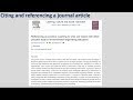 How to cite and reference a journal article