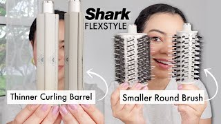 Trying NEW Shark FlexStyle Attachments - SMALLER Round Brush \u0026 THINNER Curling Barrel 😱