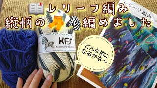 【レリーフ編み】縦柄の🧦KFS🦓で編めました!