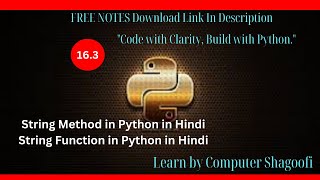 Python Part: 16.3|| String Methods in Python in Hindi || @computershagoofi#beginners