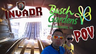 InvadR Wooden Roller Coaster Front Row Ride \u0026 Review POV Busch Gardens Williamsburg 2024