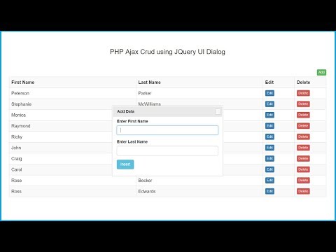 PHP Ajax Crud using JQuery UI Dialog PHP Ajax Crud using JQuery UI Dialog