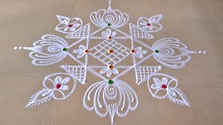 #Diwali rangoli (5-3-3)/#Friday rangoli designs/Easy rangoli