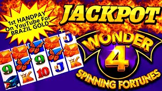 First HANDPAY JACKPOT On YouTube For BRAZIL GOLD Slot Machine 10 Max Bet SUPER FREE GAMES PART 1