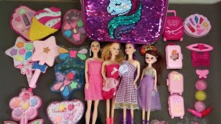 ASMR|9 minutes satisfying with Unboxing Unicorn bag & Barbie Deluxe Makeup Cosmetic set | MINI TOYS