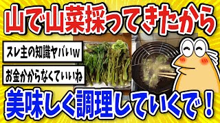 【2ch面白いスレ】山で山菜採って調理していくで！【グルメ料理】