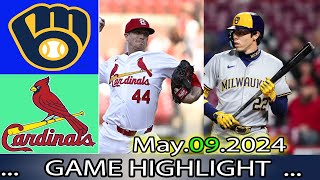 St.Louis Cardinals vs. Milwaukee Brewers (05/09/24) GAME HIGHLIGHTS | MLB Season 2024