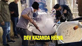 Odun ateşinde dev kazanda hayır için yapılan irmik helvası! #helva