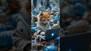 Poor cat working on Old laptop #poorcat #poor #working #catshorts #cat