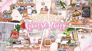 *AESTHETIC* new house tourrr!! 🏡🍓🥧 + house restocking ASMR // toca boca world roleplay \u0026 designs!! 💗