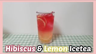 비주얼갑👍투톤이 매력적인 히비스커스 레몬티 만들기 How to make Hibiscus lemon icetea home cafe