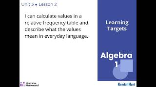 Algebra 1 Unit 3 Lesson 2 Relative Frequency Tables