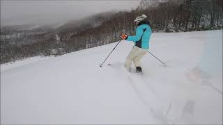 A good example of thick snow that turns the braking action / telemarkski school / telehiro / JAPAN