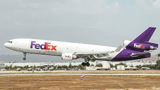 FedEx MD-11 Arrival \u0026 Steep Takeoff - March ARB