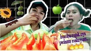 MUKBANG PERDANA RUJAK BUAH (MANGGA MUDA,APEL,PAPAYA)/ RUJAK BUMBU PEDASSS... 🔥🔥🔥