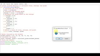 python program Function to calculate total, average, and grade