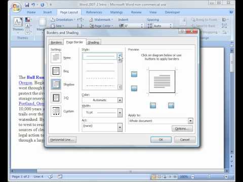 Word 2007 Tutorial 2:  Page setup and Printing