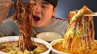 치즈빨간찜닭과 치즈간장찜닭에 당면사리추가해서 먹방~!! 리얼사운드 social eating Mukbang(Eating Show)