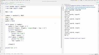 A Python program that uses a binary search to find a randomly chosen integer between 1 and 100.