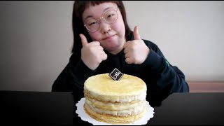 [English Translation] Crepe Cake Mukbang ASMR EATING SHOW