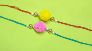 easy and simple rakhi making with pom pom | craft ideas #shorts