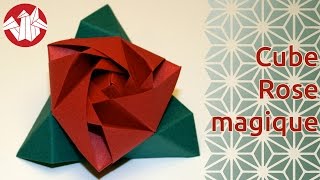 Origami - Cube Rose Magique (Magic Rose Cube) de Valerie Vann [Senbazuru]