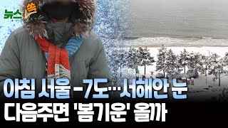 [뉴스쏙] 주말도 강추위…아침 서울 -7도·대구 -4도｜동해안 건조경보…충청·호남 최고 5cm 눈  / 연합뉴스TV (YonhapnewsTV)