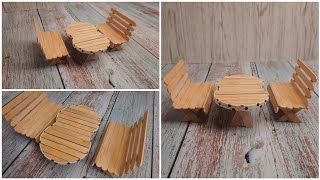 Kerajinan miniatur kursi dan meja dari stik es krim | Creative crafts